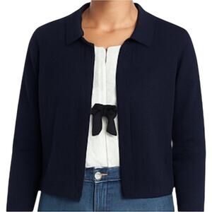 Brunello Cucinelli Cardigan Sweater 100% Cashmere Ruched Shirt Collar Tie Front